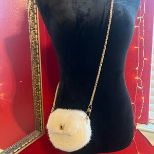 Elegant White Faux Fur Crossbody Bag